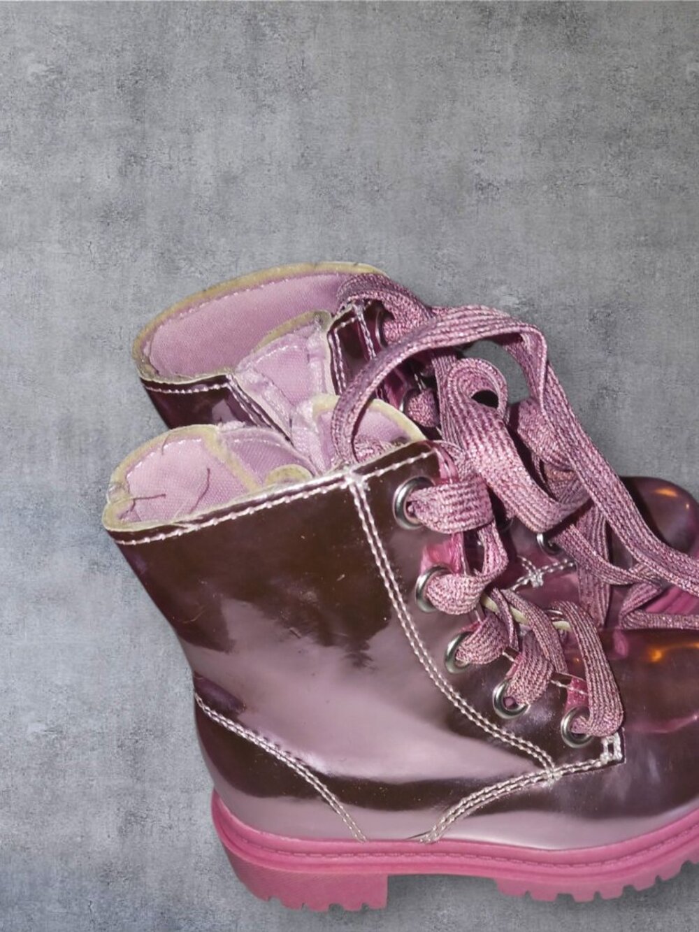 Jumping Beans Toddler Girls Size 6 Pink Metallic Lace-Up Combat Boots